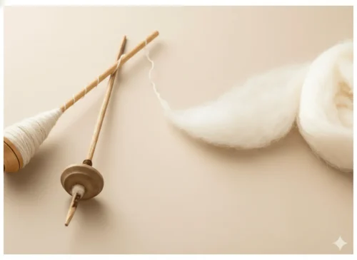 Wooden supported spindles with clay whorls, used for hand-spinning cotton fibers into yarn. Apan Mithila Todayuse Mithilause Mithila use