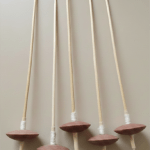 Wooden supported spindles with clay whorls, used for hand-spinning cotton fibers into yarn. Apan Mithila Todayuse Mithilause Mithila use