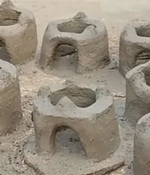 Indian traditional rural areas, including Bihar clay or mud stove.