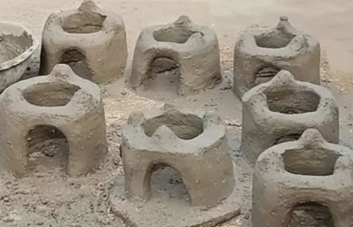 Indian traditional rural areas, including Bihar clay or mud stove.
