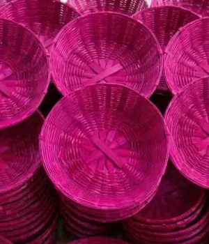 Traditional Mithila Panpathiya Bamboo Items Handmade Pink Color Panpathiya(Basket) for Madhushrawani Puja. todayuse.com, Mithilause.com
